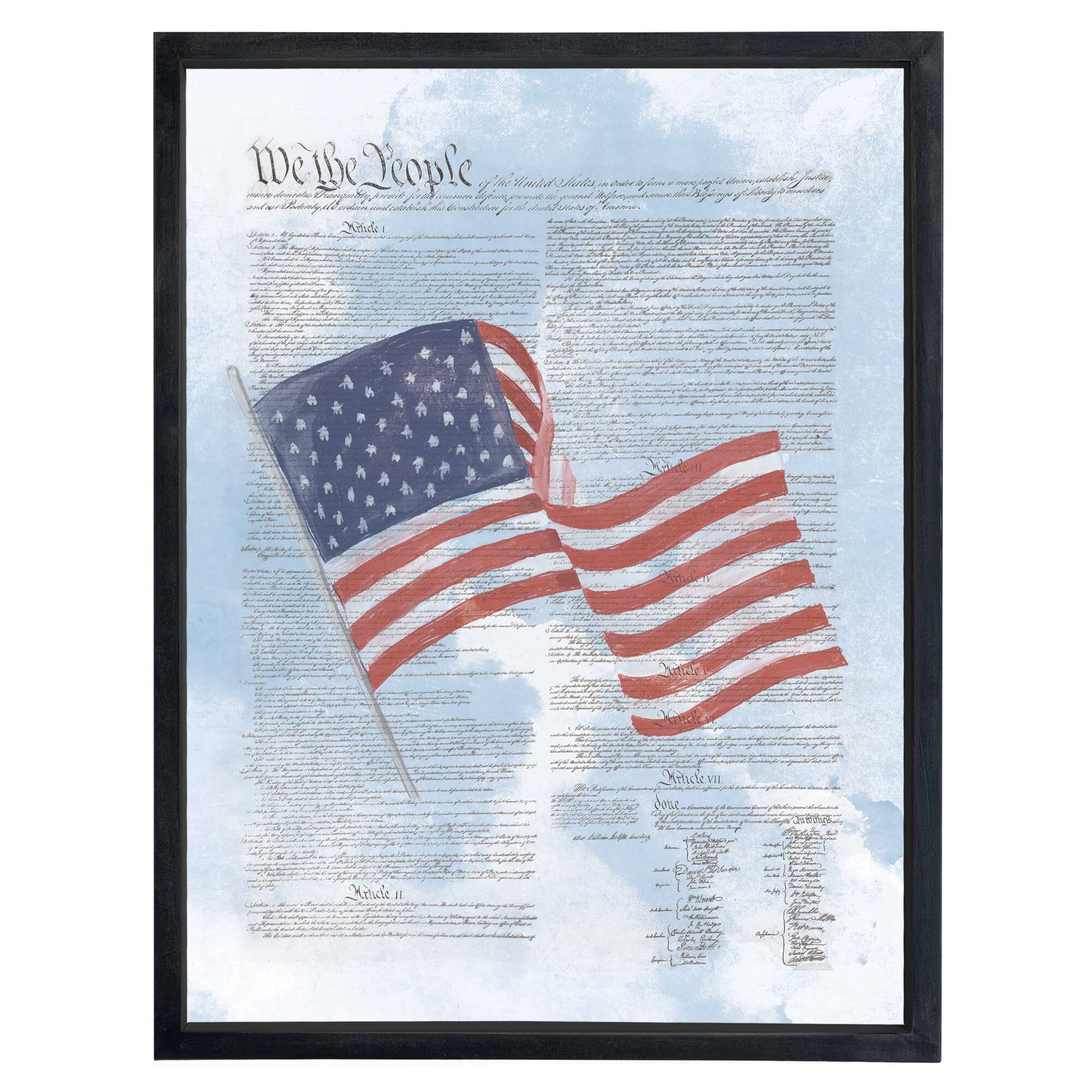 24" Flag Constitution Framed Print